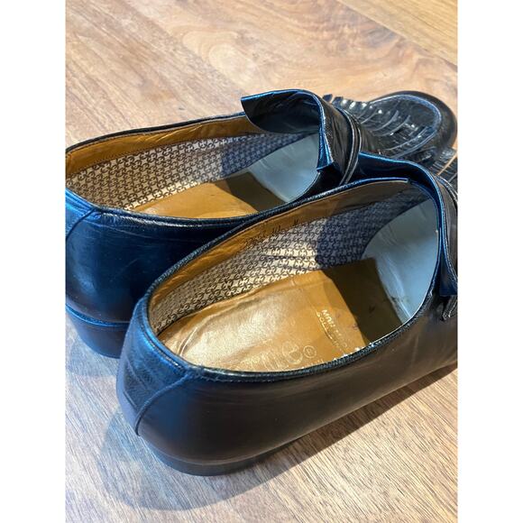 Verde Men’s Black Leather Fringe Loafers Size 10M Classic Slip-On Shoes - Picture 5 of 12